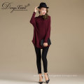 Long Sleeves Loose Cashmere Pure Wine Red Girls Suéteres de punto